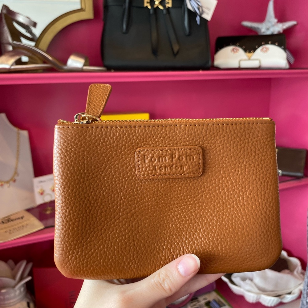 Pom Pom London Brown Leather Zip Pouch Wallet